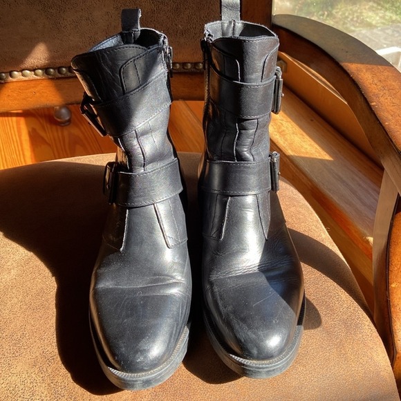 Emmanuel Crasto Italy Soft Black Leather Harness Boots Riding Buckle 40 9.5 M - Picture 3 of 4